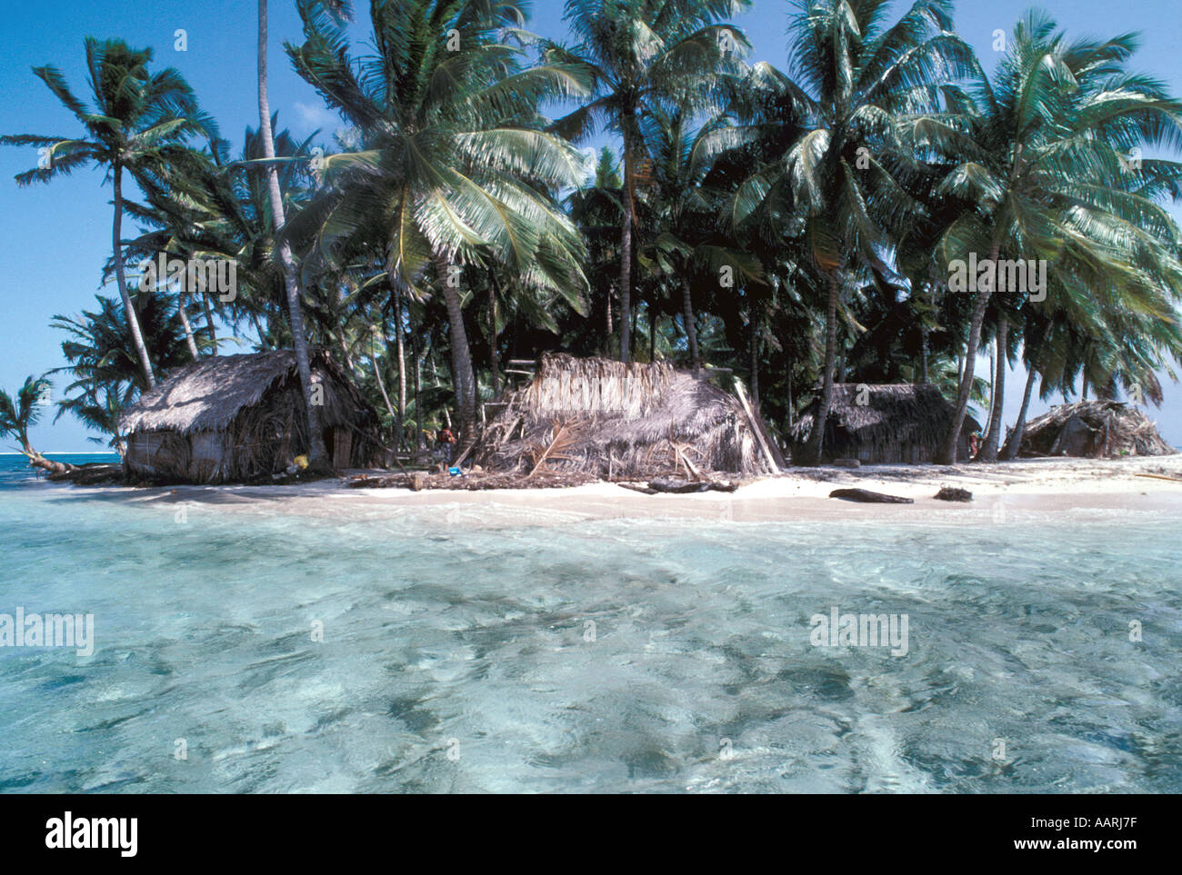 Panama San Blas Islands indiens Cuna Cabanes Maisons Habitations Banque D'Images