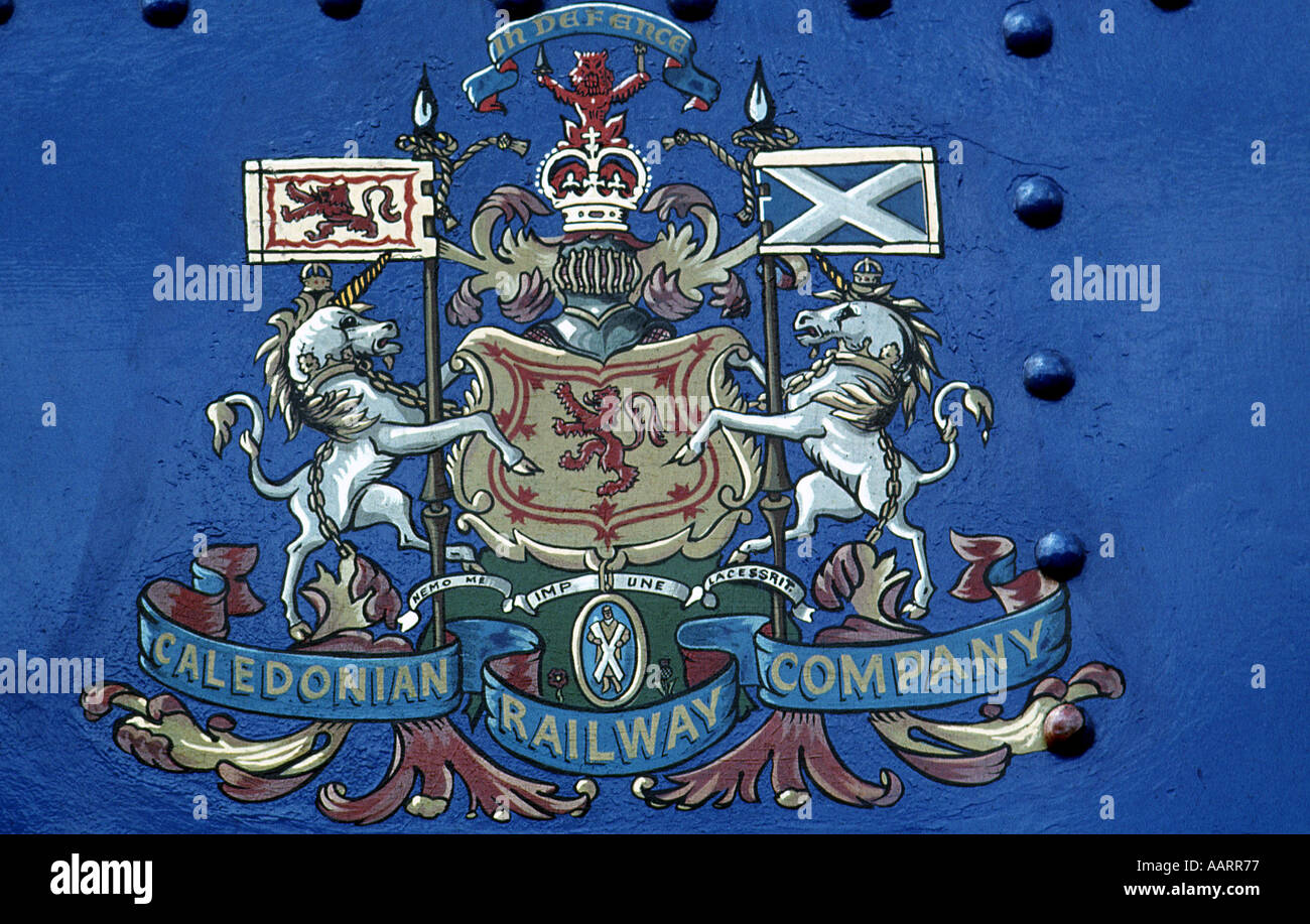 Emblème de la locomotive pour Caledonian railway company au National Railway Museum Banque D'Images