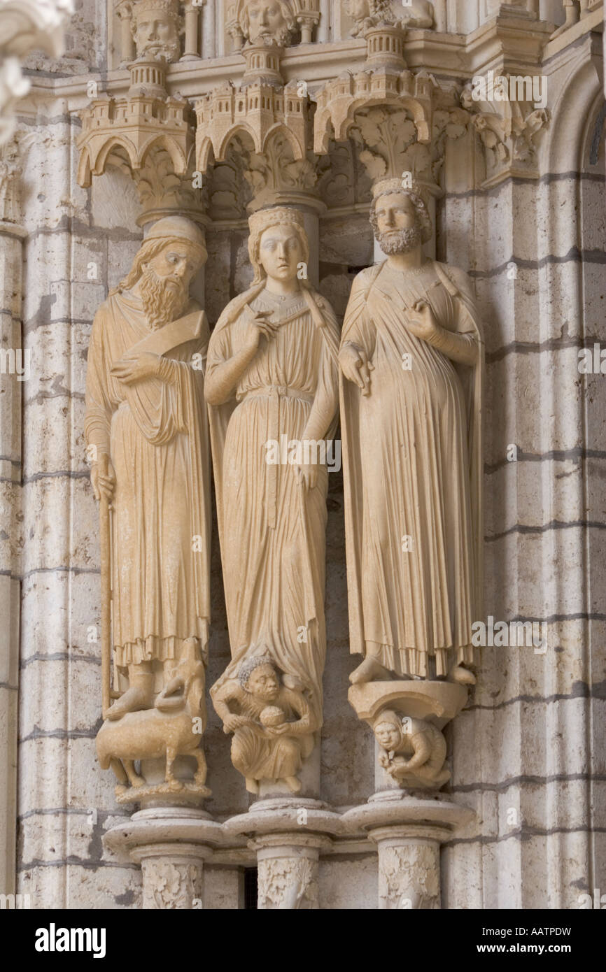 La cathédrale de Chartres France, détail des statues Banque D'Images