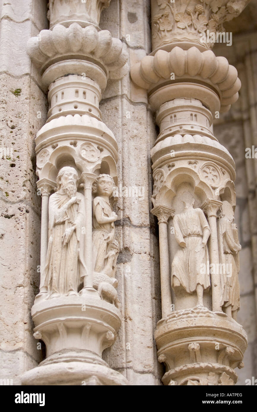 La cathédrale de Chartres France, détail des statues Banque D'Images