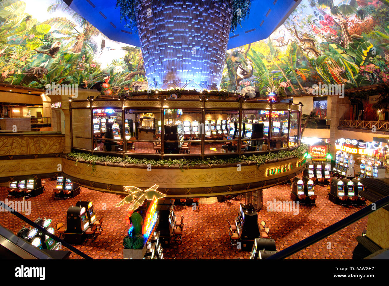 Intérieur de la Jungle casino dans le centre de loisirs de la ville de Sun casino et complexe de villégiature en Afrique du Sud. Banque D'Images