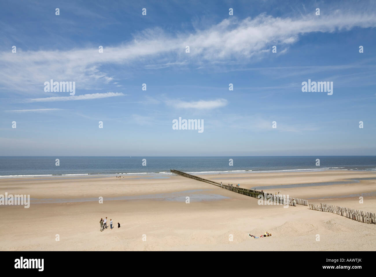 Plage de la mer du Nord, hors-saison, Zoutelande, Zélande, Pays-Bas ...