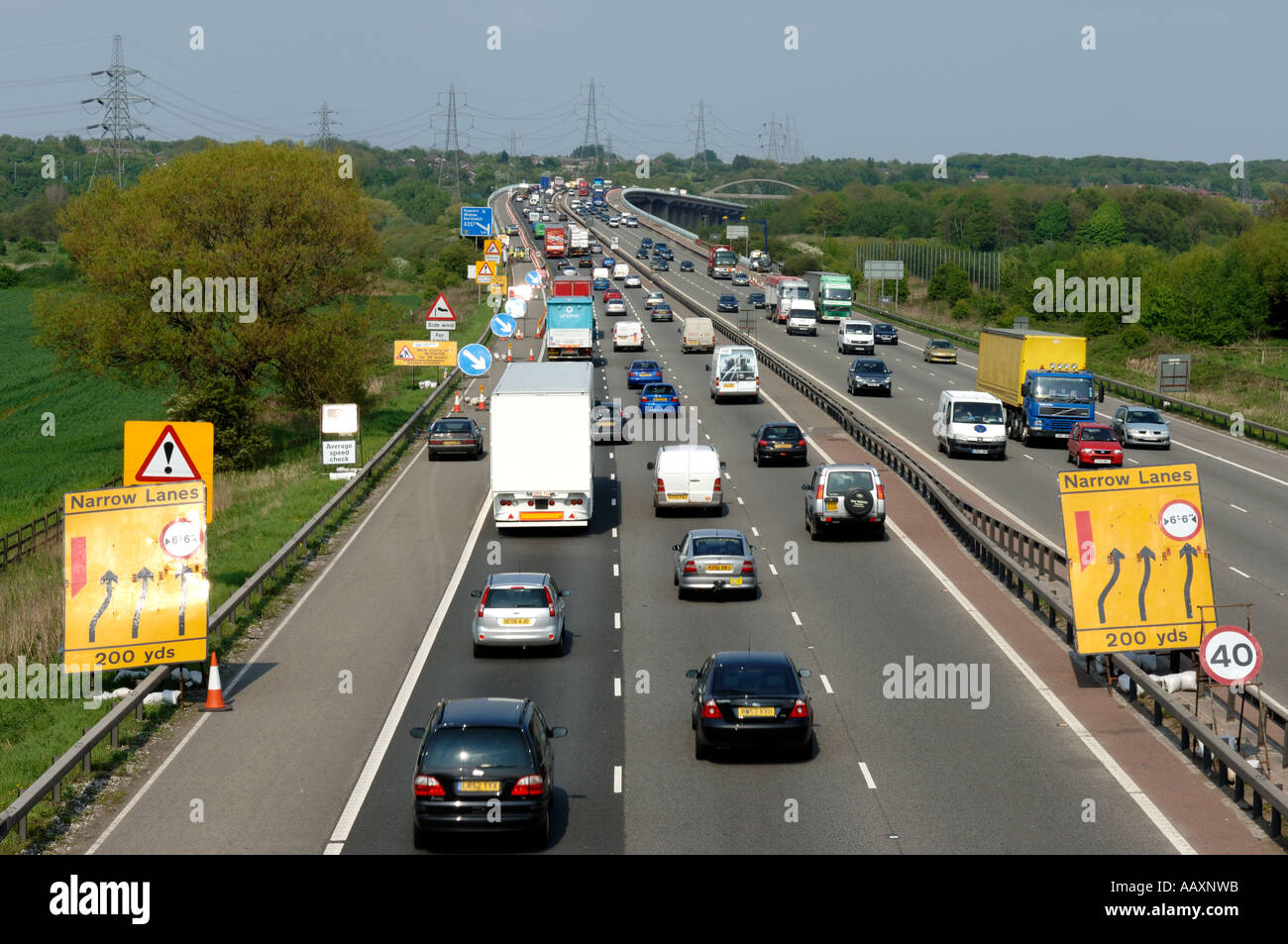 Travaux routiers, M56, Cheshire England UK Banque D'Images