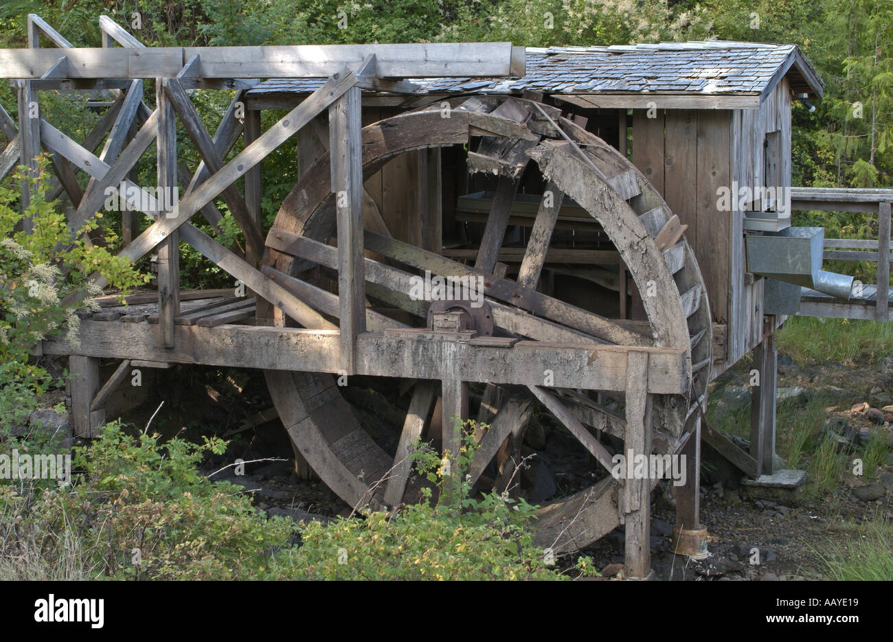 Waterwheel historique Lund la Sunshine Coast British Columbia Canada Banque D'Images