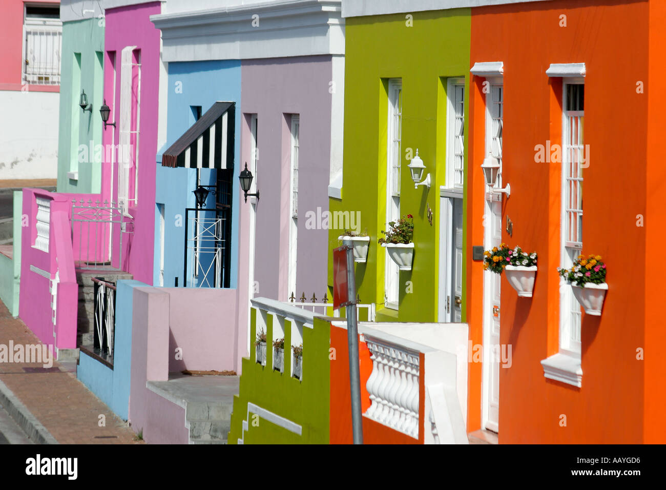 Cape town Bo Kaap façades colorées dans la région de cape musulmans Banque D'Images