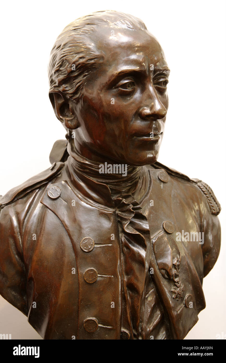 Le père de l'Américain John Paul Jones museum Arbigland Scotland UK buste en bronze de Jones par Jean Antone Houdon 1780 Banque D'Images