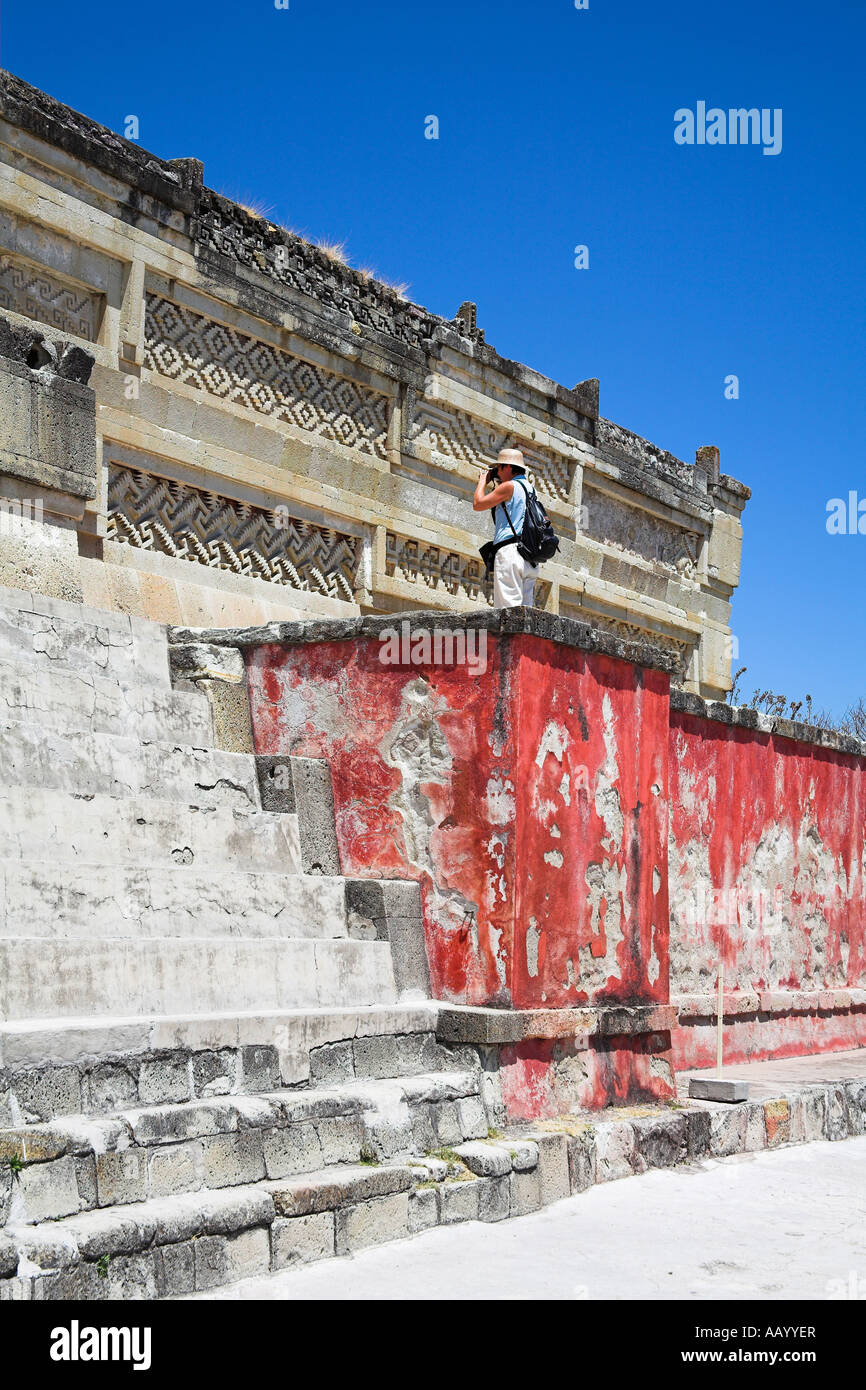 Ruines du palais, tourisme à Mitla Site Archéologique, San Pablo Villa de Mitla, Mitla, près de Oaxaca, l'état d'Oaxaca, Mexique Banque D'Images