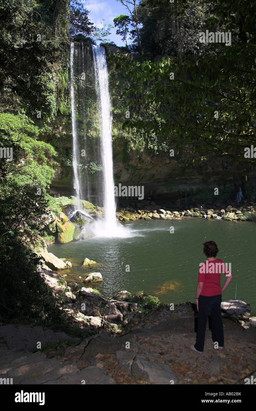 Cascada Misol Ha Misol Ha, Cascade, près de Palenque, Chiapas, Mexique Banque D'Images