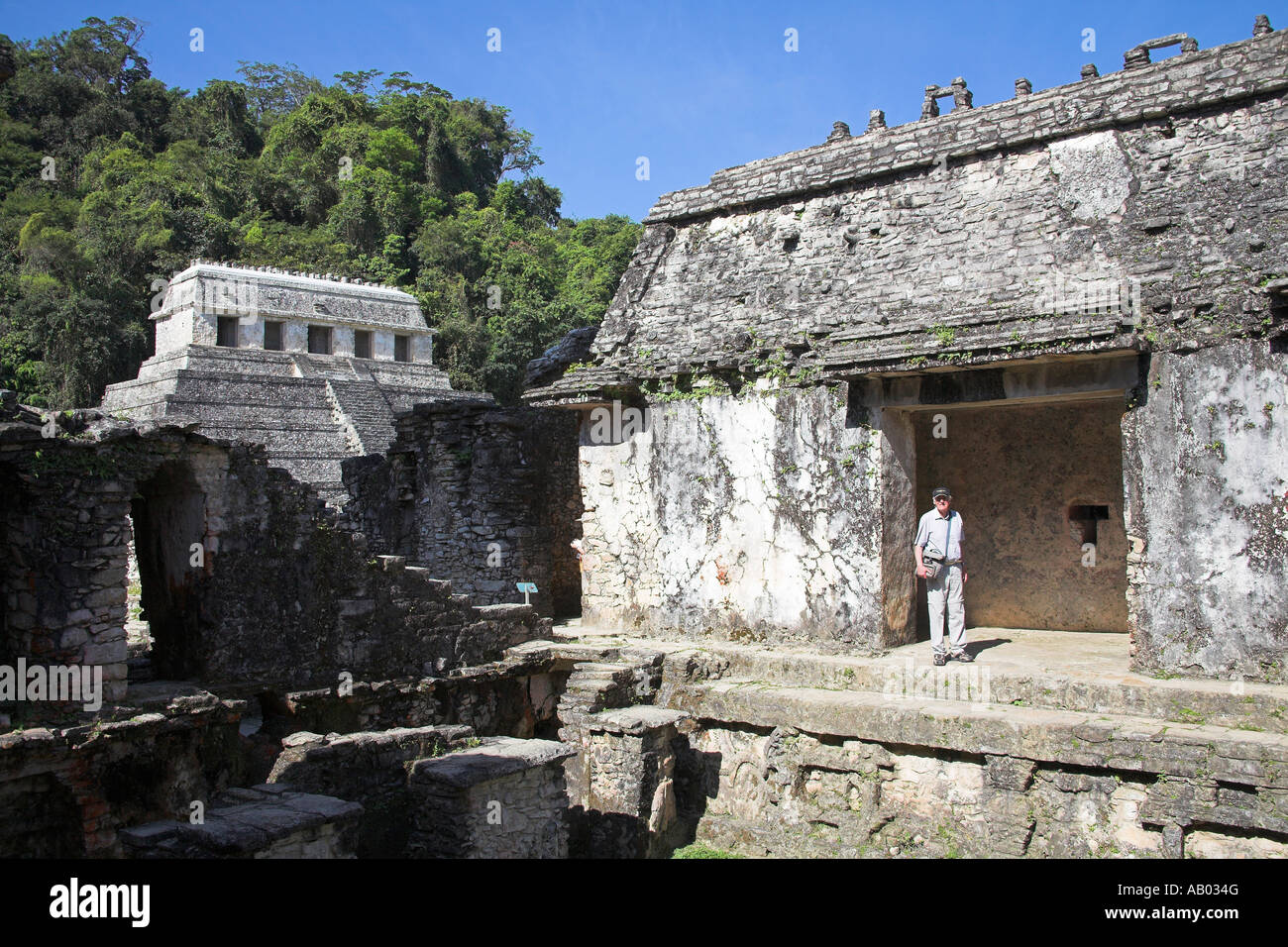 Temple des Inscriptions de El Palacio, le palais, Palenque, site archéologique de Palenque, Chiapas, Mexique Banque D'Images