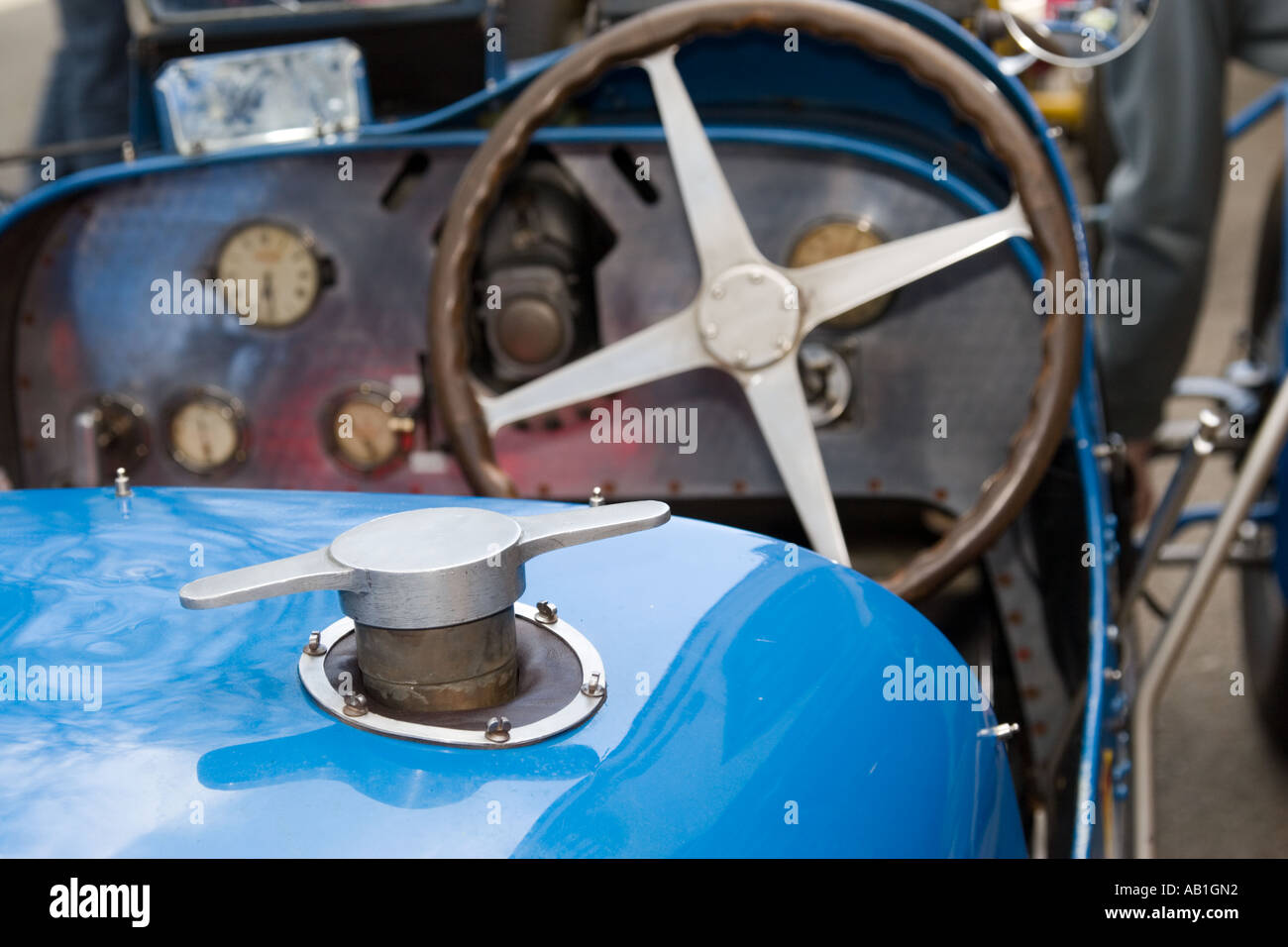 Détail de fuel cap sur Classic vintage voiture Bugatti vétéran Banque D'Images