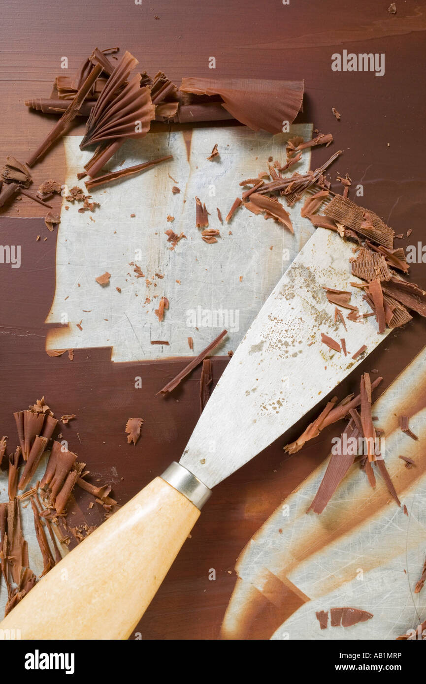 La fabrication du chocolat curls FoodCollection Banque D'Images