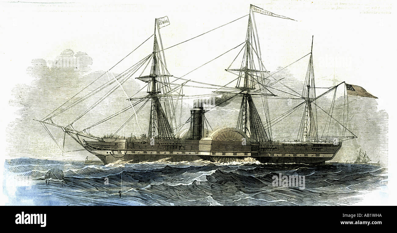 Bateau à vapeur Bateau navire Washington 1847 ligne entre New York et Brême Banque D'Images