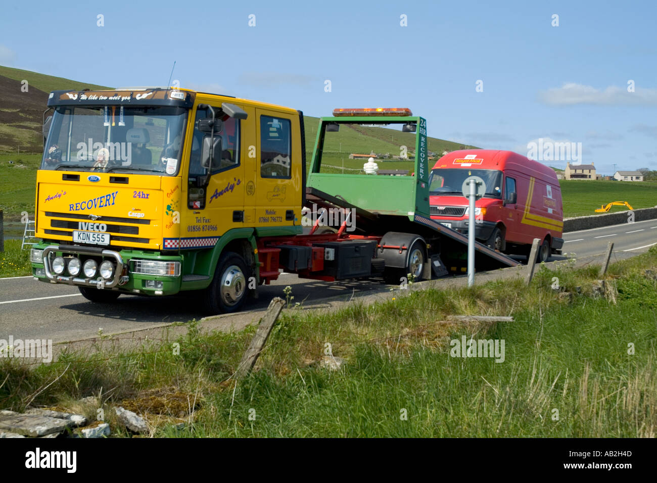 dh FINSTOWN ORKNEY camion de dépannage ramassage en panne Service de dépannage des camions de Royal Mail Banque D'Images