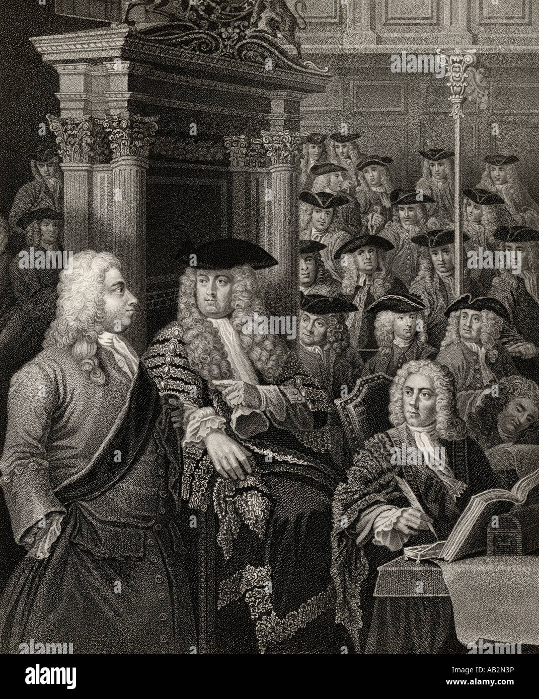 La Chambre des communes pendant l'administration de sir Robert Walpole. Gravé par R page après Hogarth. Banque D'Images