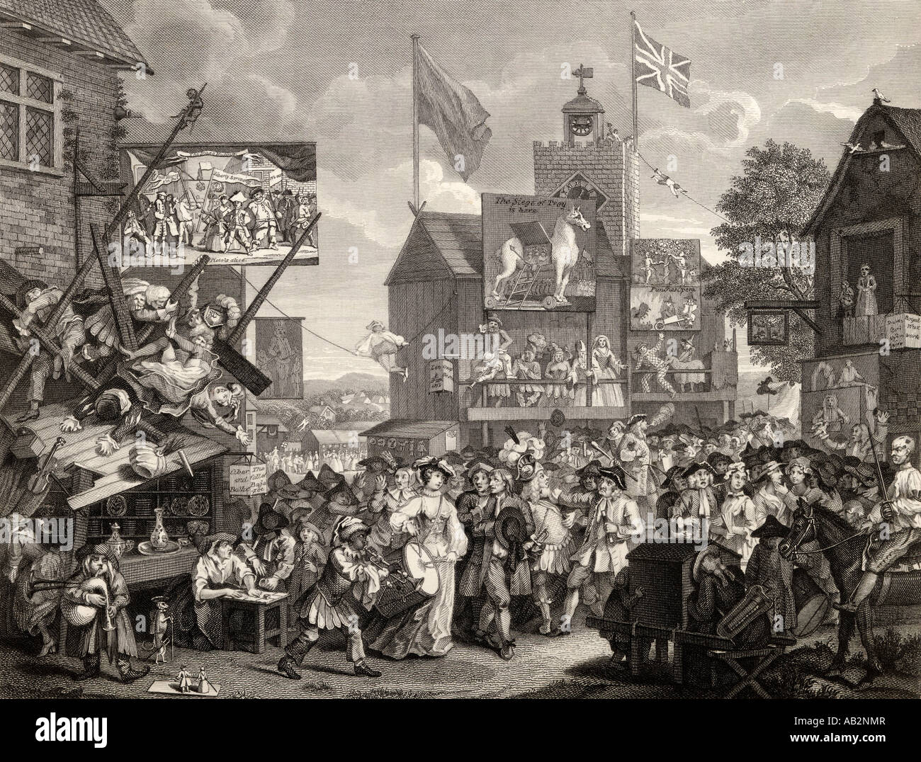 Southwark Fair. Gravé par T Phillibrom après Hogarth, des oeuvres de Hogarth. Banque D'Images
