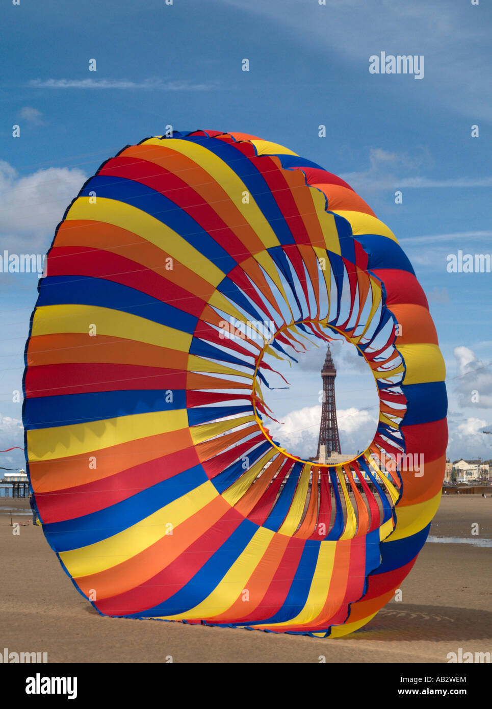 Festival du cerf-volant sur la plage de Blackpool. Banque D'Images