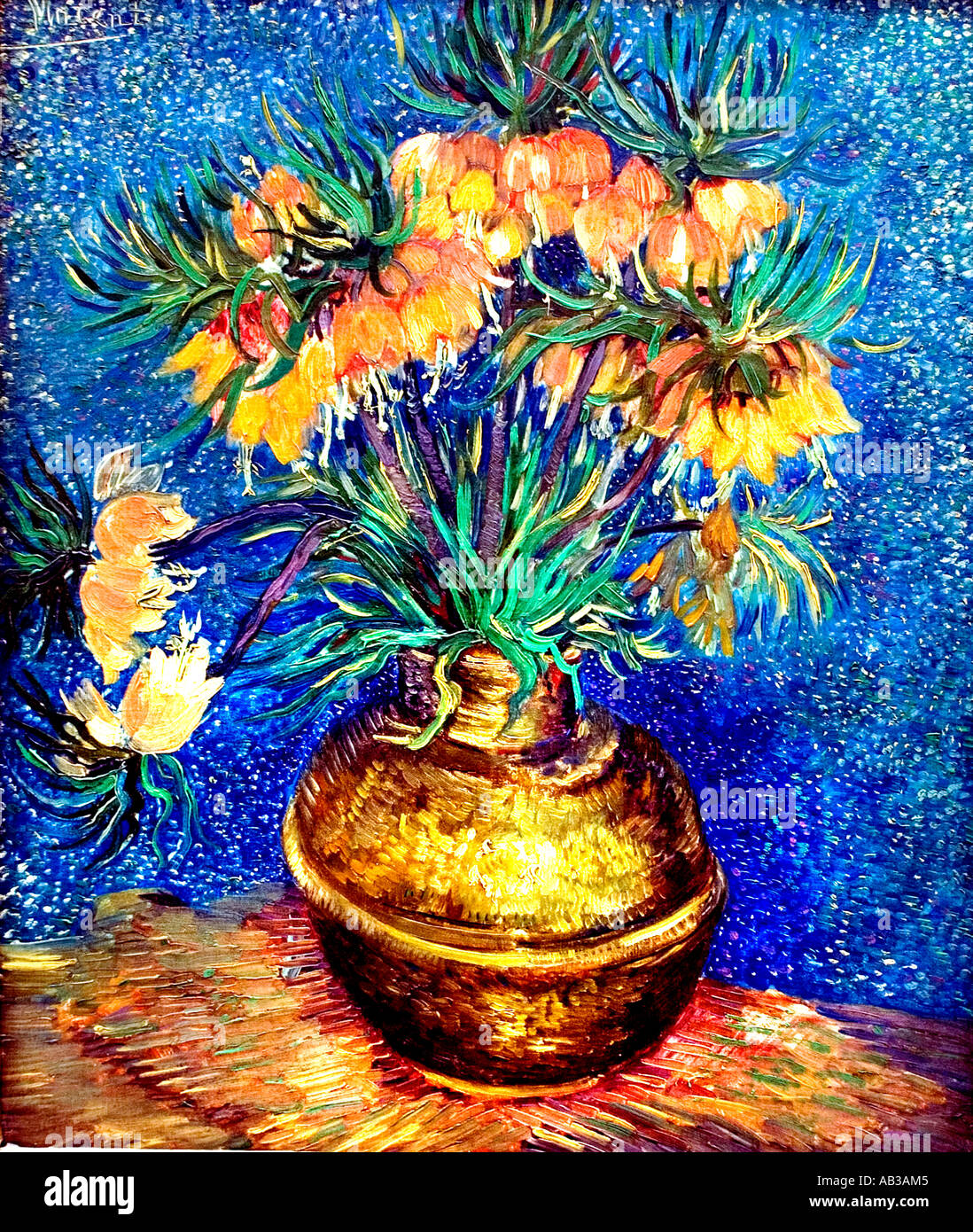 Vincent van Gogh 1853-1890 Pays-Bas néerlandais Crown Imperial Fritillaries Vase en cuivre 1887 Banque D'Images