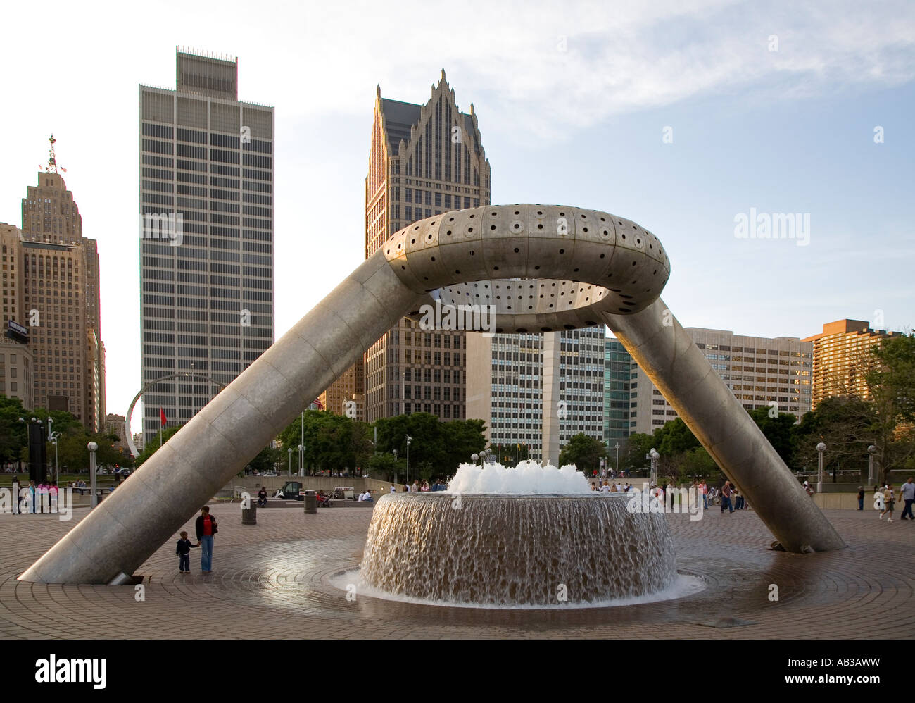 Détroit, Michigan La Fontaine Noguchi à Hart Plaza dans le centre-ville de Detroit Banque D'Images