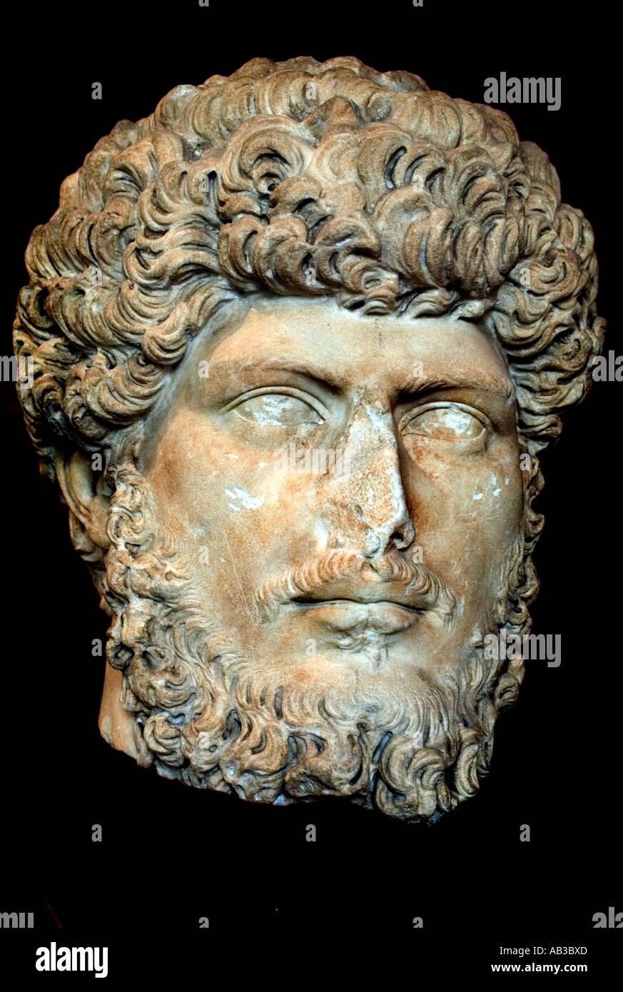 Lucius Aurelius Verus 130 – 169 fut empereur romain de 161 jusqu'à sa mort en 169, aux côtés de son frère adoptif Marcus Aurelius. Banque D'Images