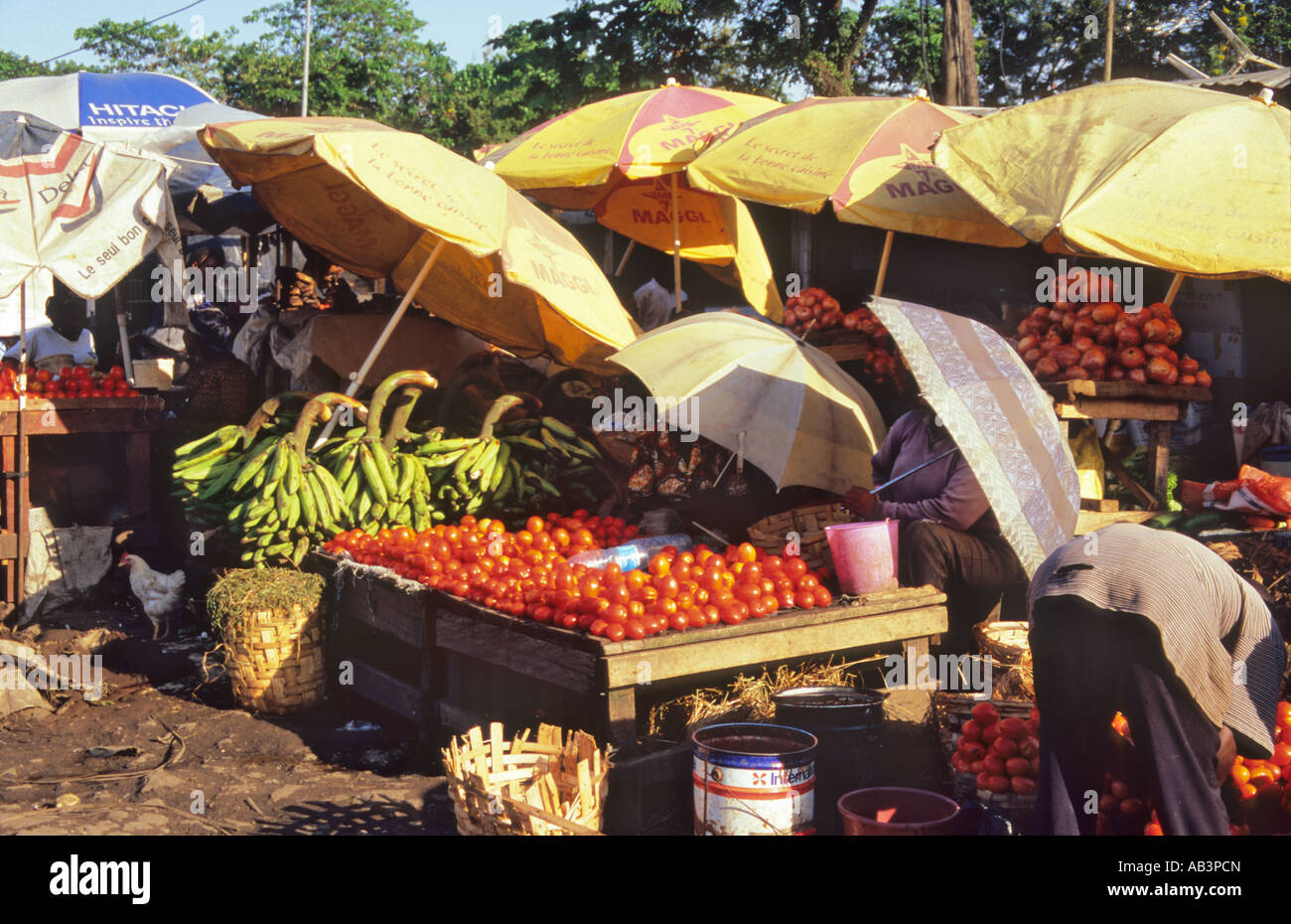 Marché de Fruits et légumes de Douala Cameroun Banque D'Images