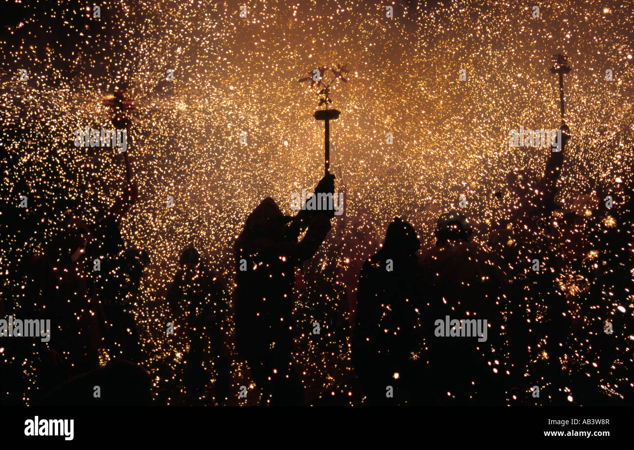 Correfoc - Barcelone, Catalogne Espagne Banque D'Images