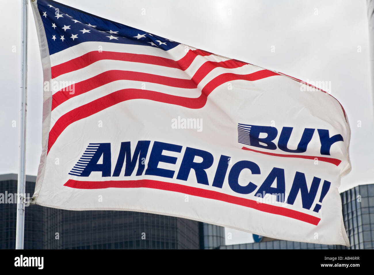 Les mouches l'UAW Acheter drapeau Américain Banque D'Images
