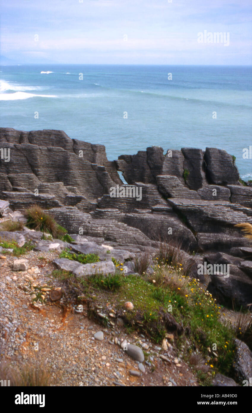 Crêpe Punakaiki Rocks Paparoa National Park ile sud Nouvelle Zelande Banque D'Images