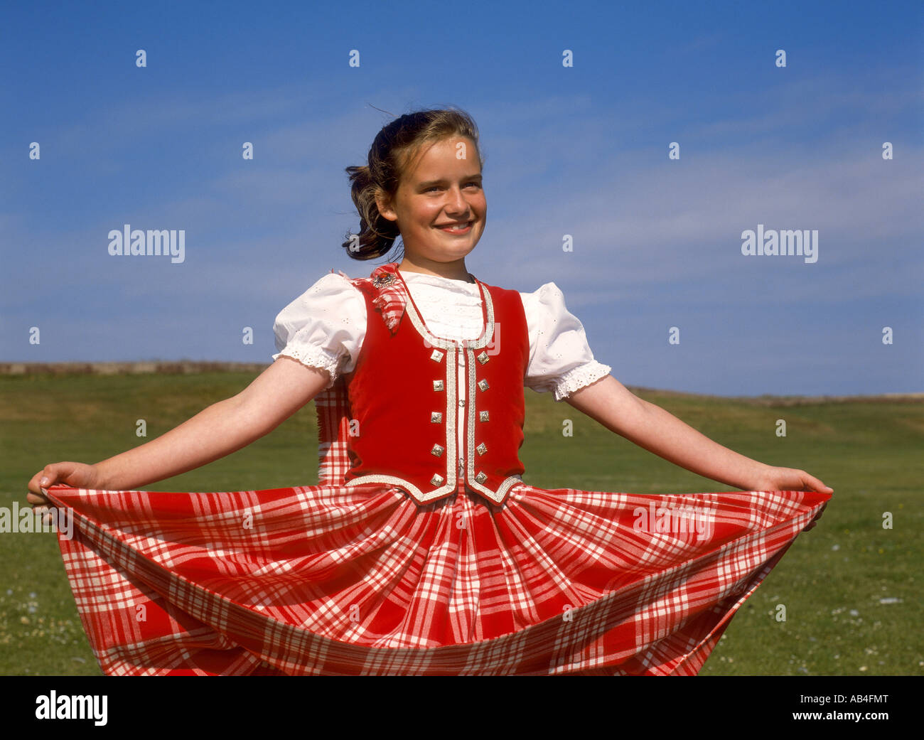 Scottish Girl Dancing Banque D'Images