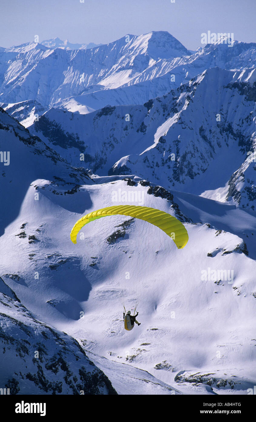 Murren suisse, Oberland Bernois, région de Jungfrau, parapente, parachutisme Banque D'Images