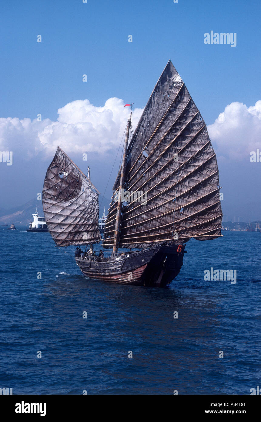 Hong Kong, Chinese Sailing Junks Banque D'Images