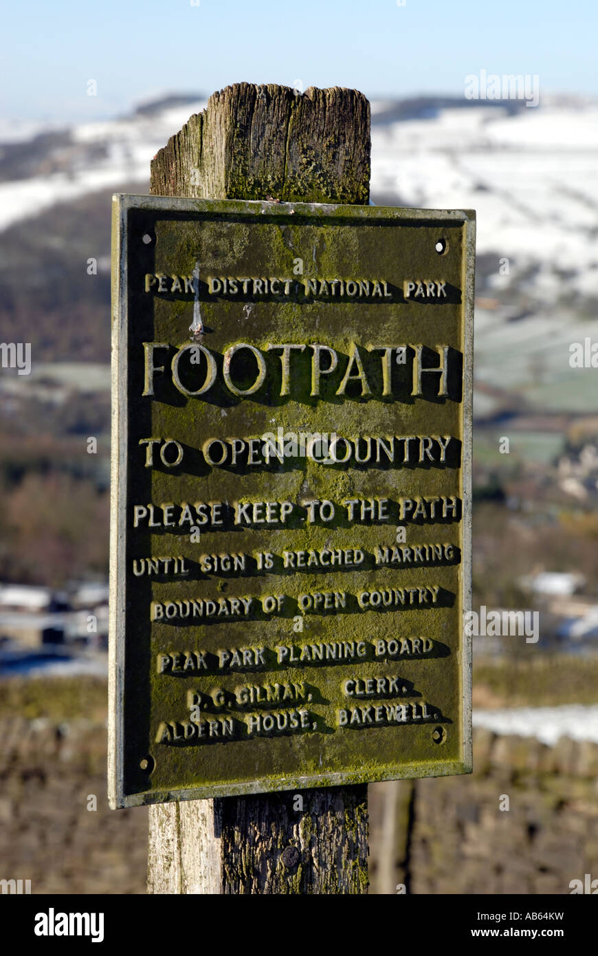 Parc national de Peak District Sentier Sign Banque D'Images