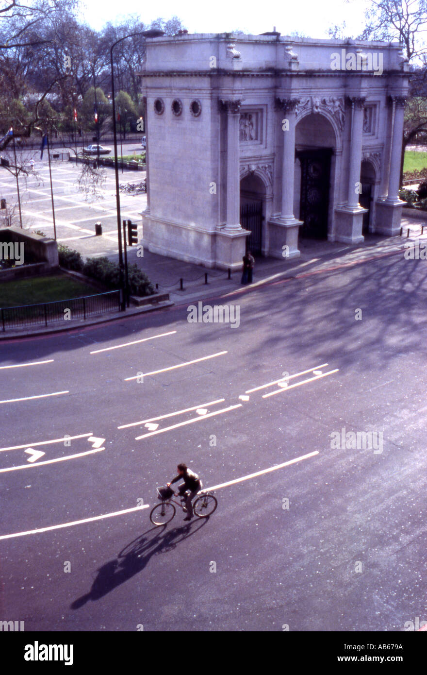 Cycliste Marble arch London Banque D'Images