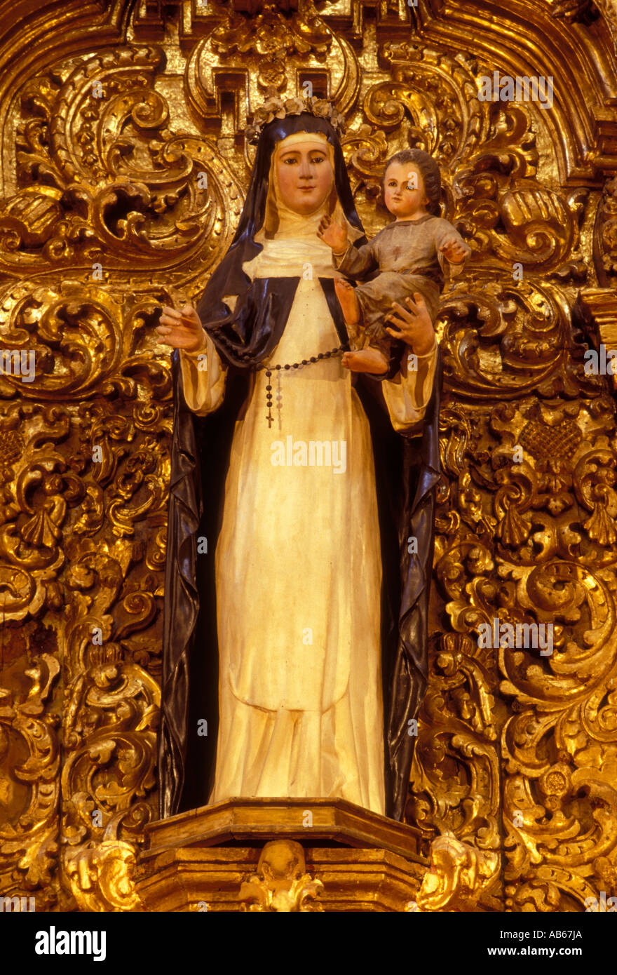 Vierge Marie avec le Christ comme enfant, Vierge Marie, Christ, en tant que bébé, enfant Jésus, Jésus Christ, Las Rosas Église, Morelia, Michoacan State, Mexico Banque D'Images
