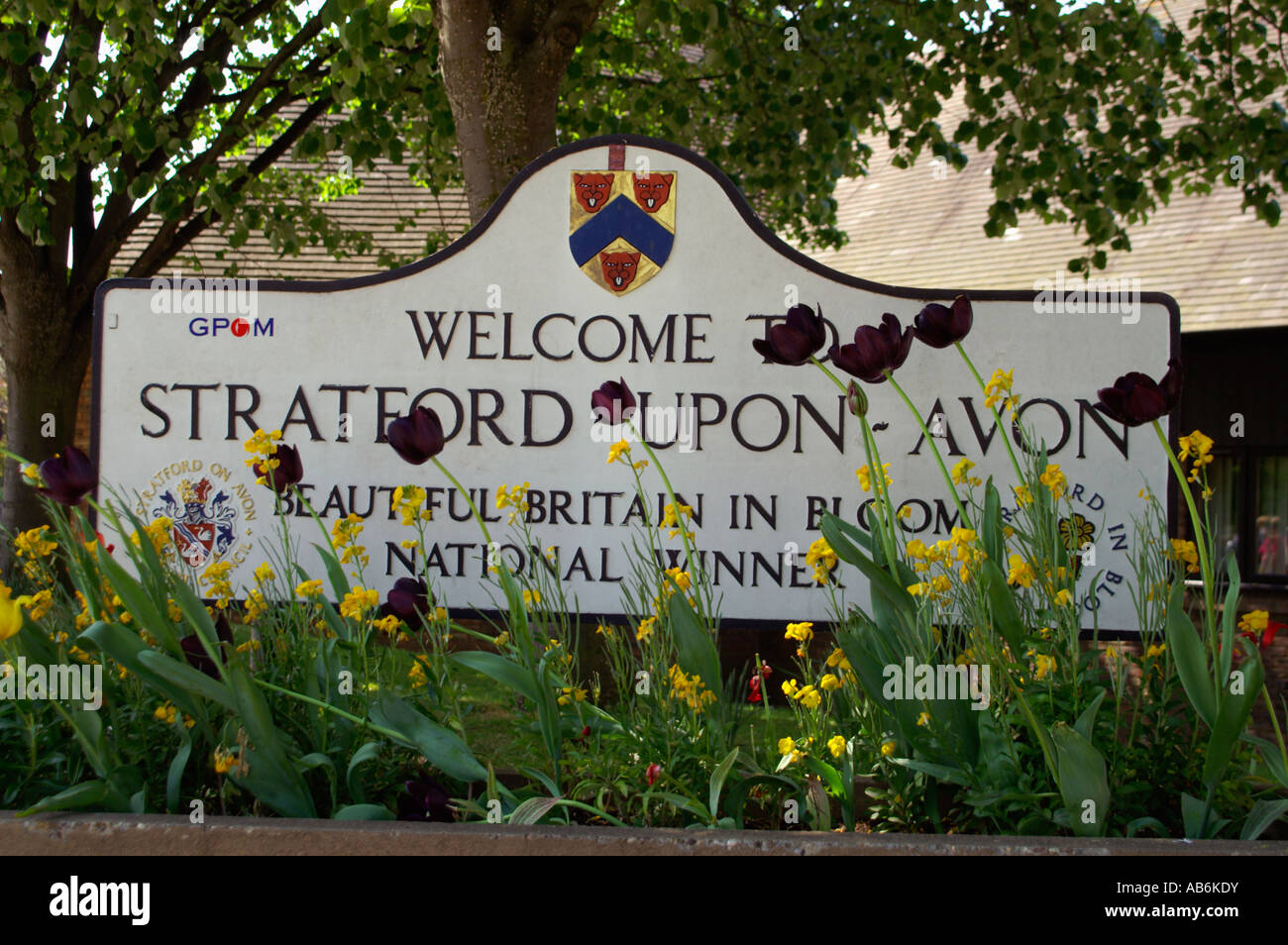 Bienvenue à Stratford upon Avon sign Banque D'Images