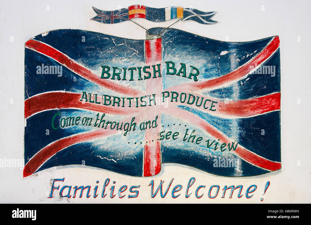 British bar sign Corralejo Fuerteventura, îles Canaries, Espagne, Europe, Europa Banque D'Images
