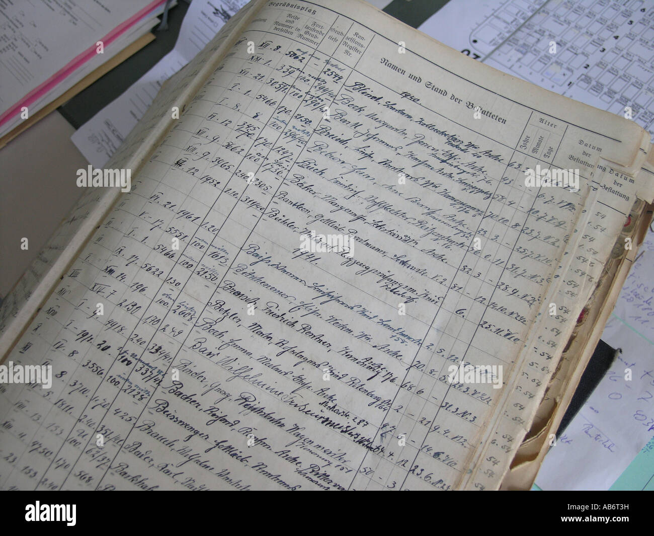 Friedhofsbuch 1939 Bergfriedhof Stuttgart Deutschland Allemagne Banque D'Images