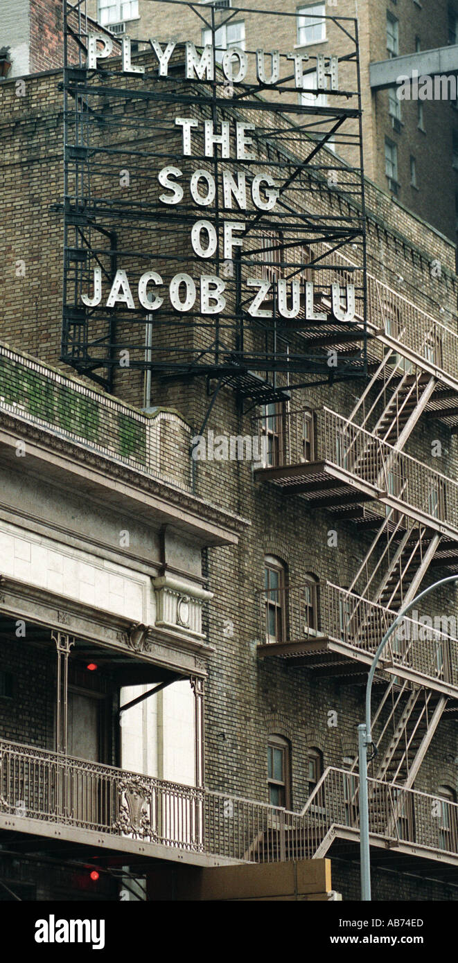 New York USA 1993 Un panneau publicitaire pour la chanson de Jacob Zulu au Plymouth Theatre Broadway Banque D'Images