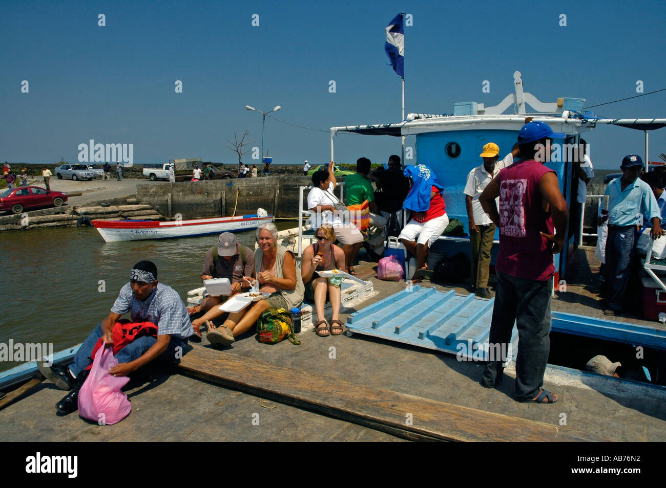 En haut du navire, San Jorge, le Lac Nicaragua, Nicaragua, Amérique Centrale Banque D'Images