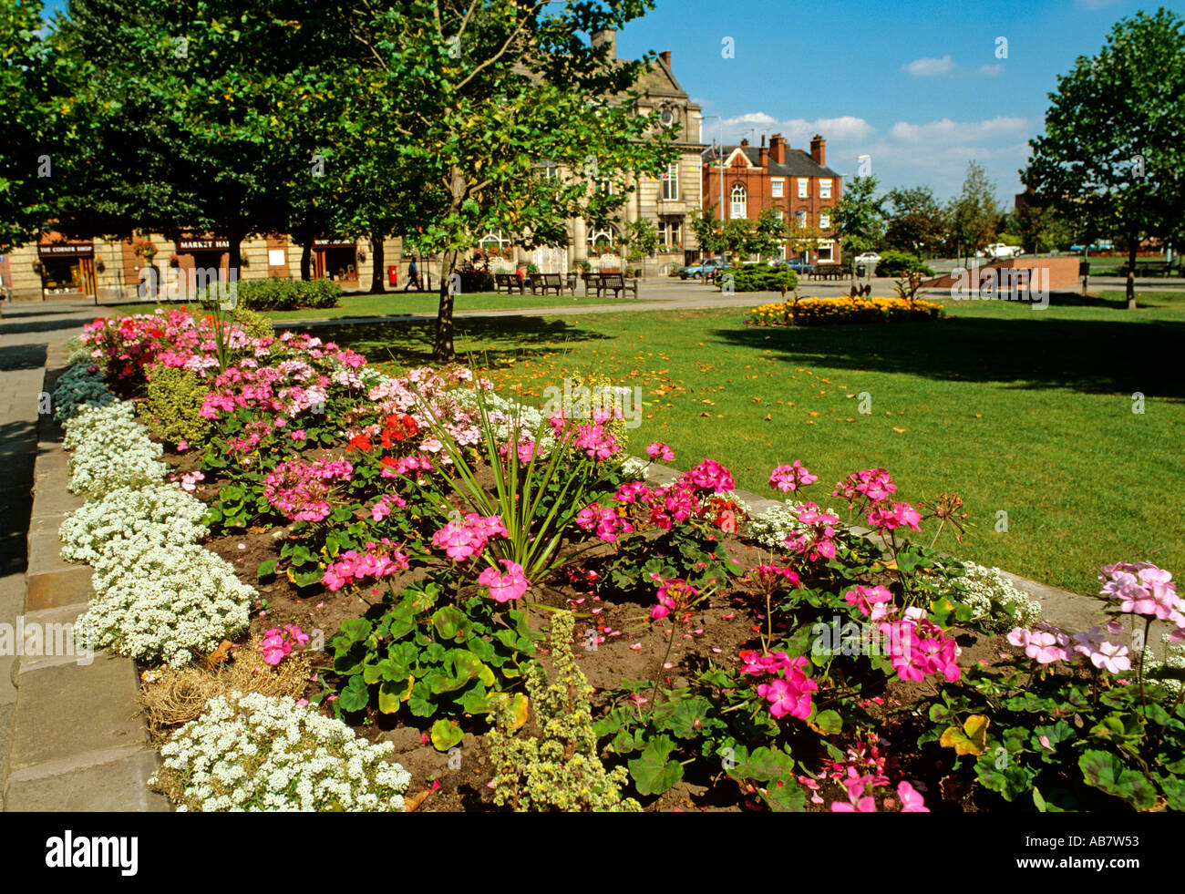 Cheshire Crewe civic center en fleur Banque D'Images