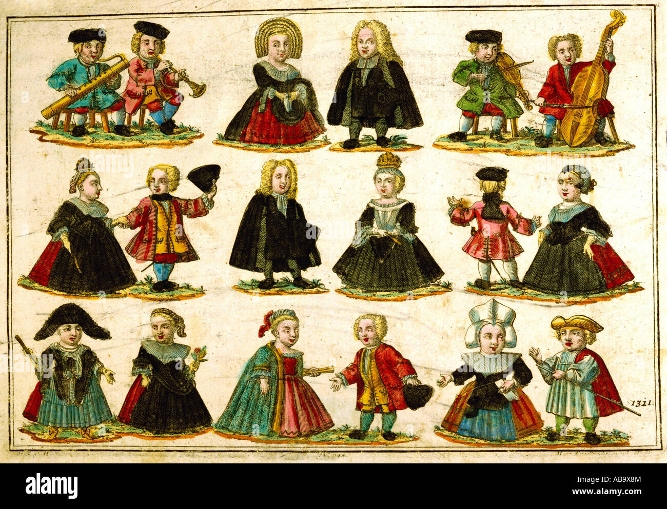 Superstition, créatures mythiques, nains, mariage des nains, illustration d'un livre de contes de Martin Engelbrecht, Augsbourg, vers 1740, Banque D'Images