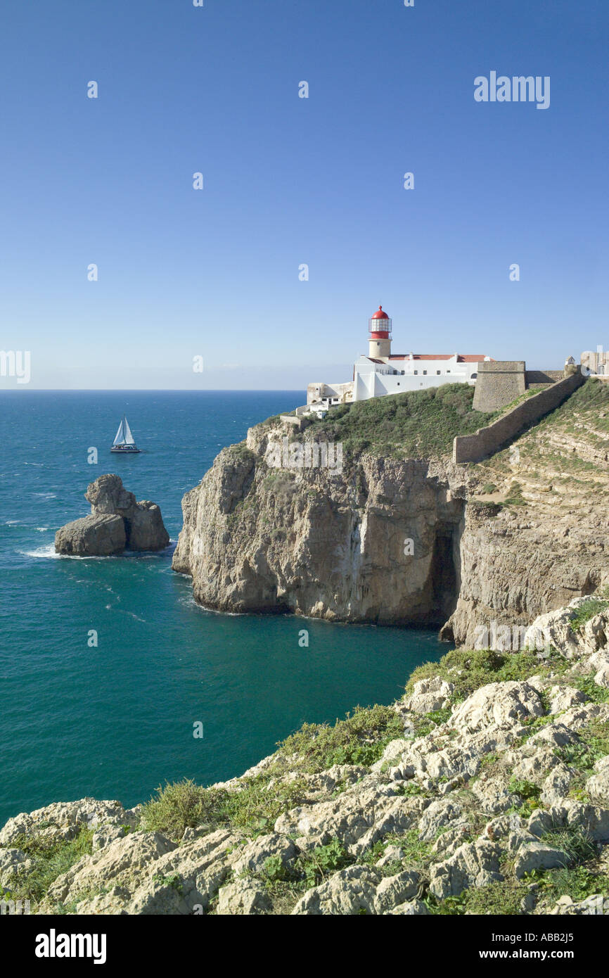 Phare du Cap St Vincent, Sagres, Algarve, Portugal Banque D'Images