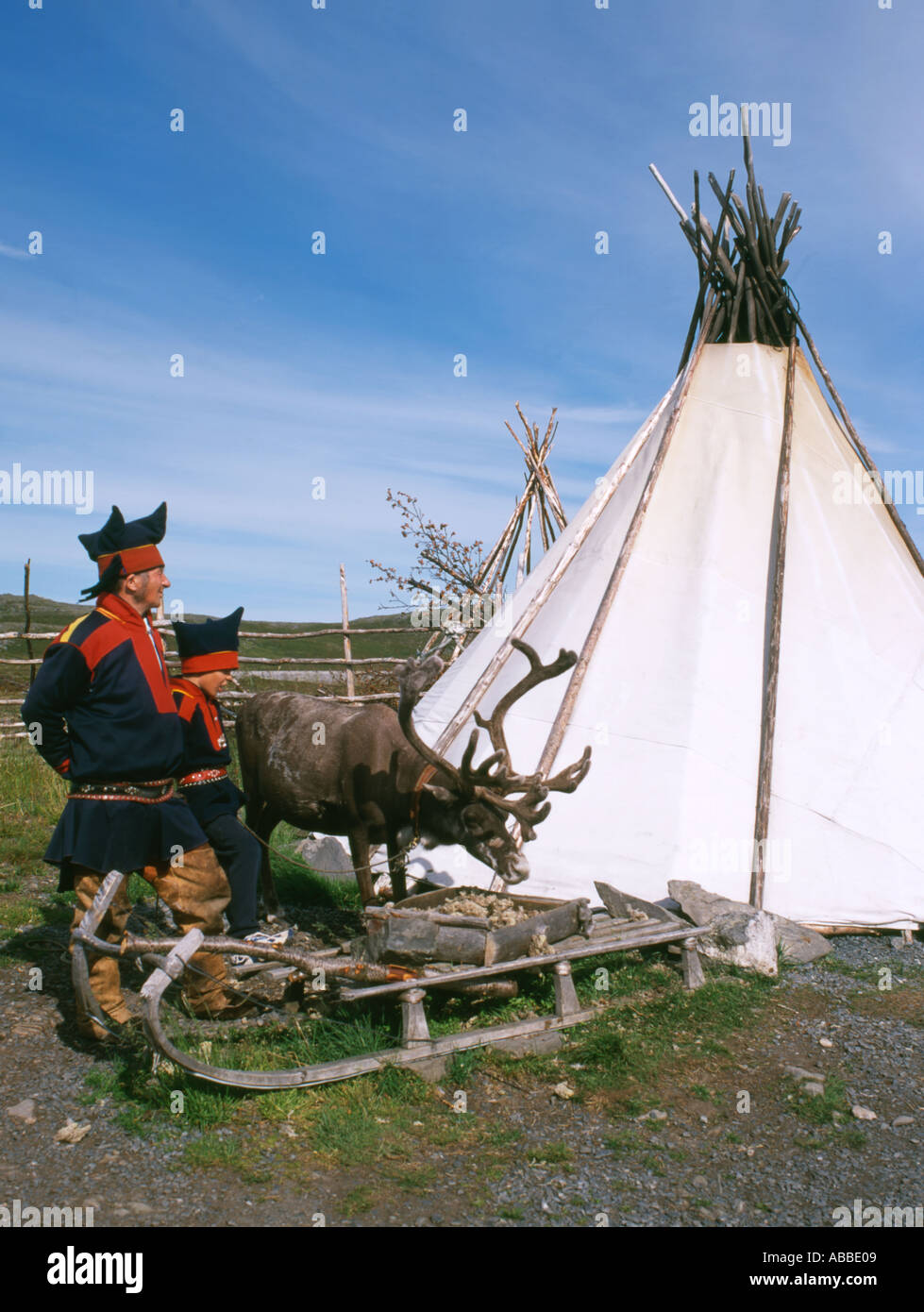 La Norvège camp Sami Banque D'Images