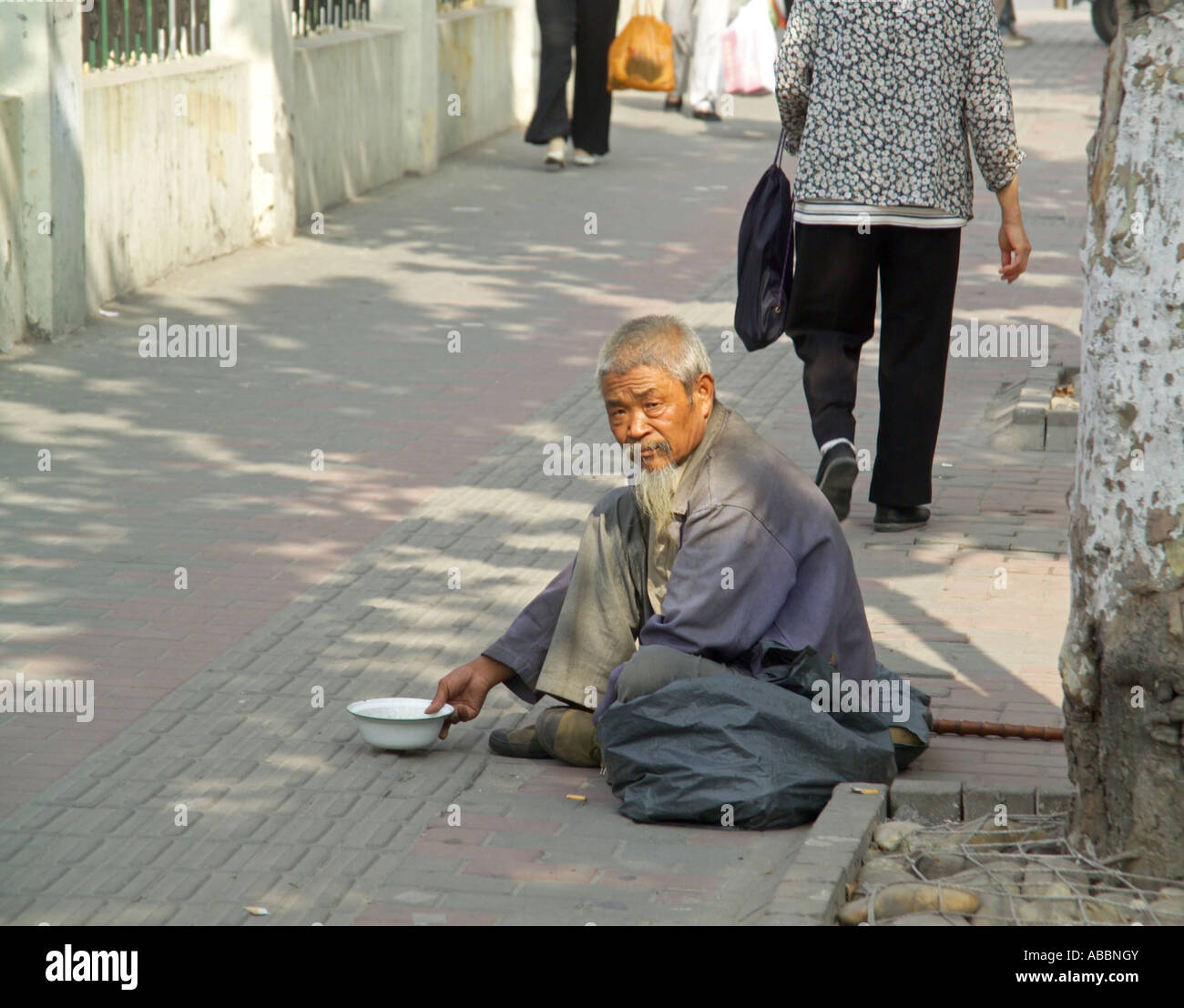 Mendiant chinois à Shanghai Banque D'Images