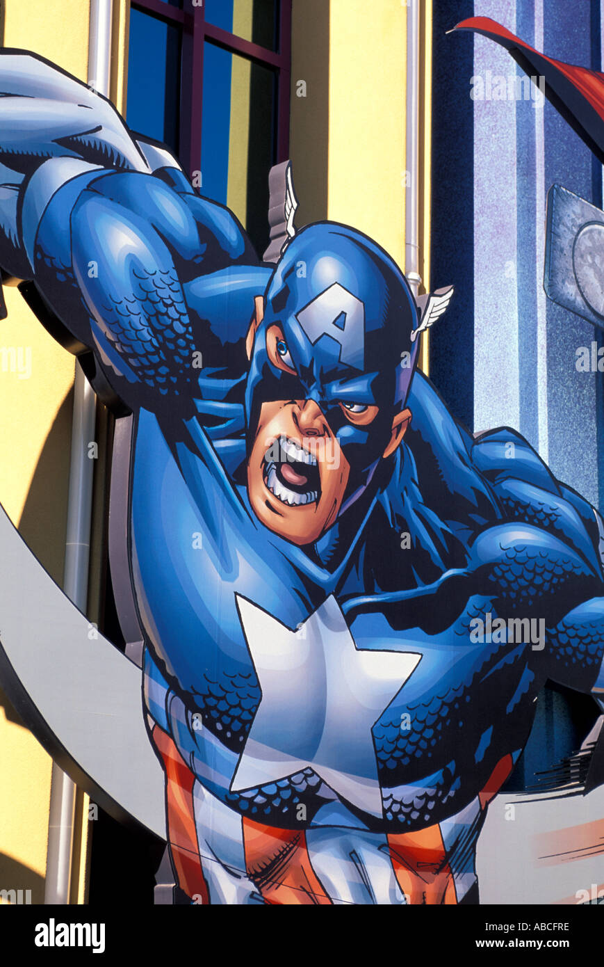 Captain America Florida Universal Orlando Islands of Adventure Marvel Super Hero Island action Figure Portrait Banque D'Images