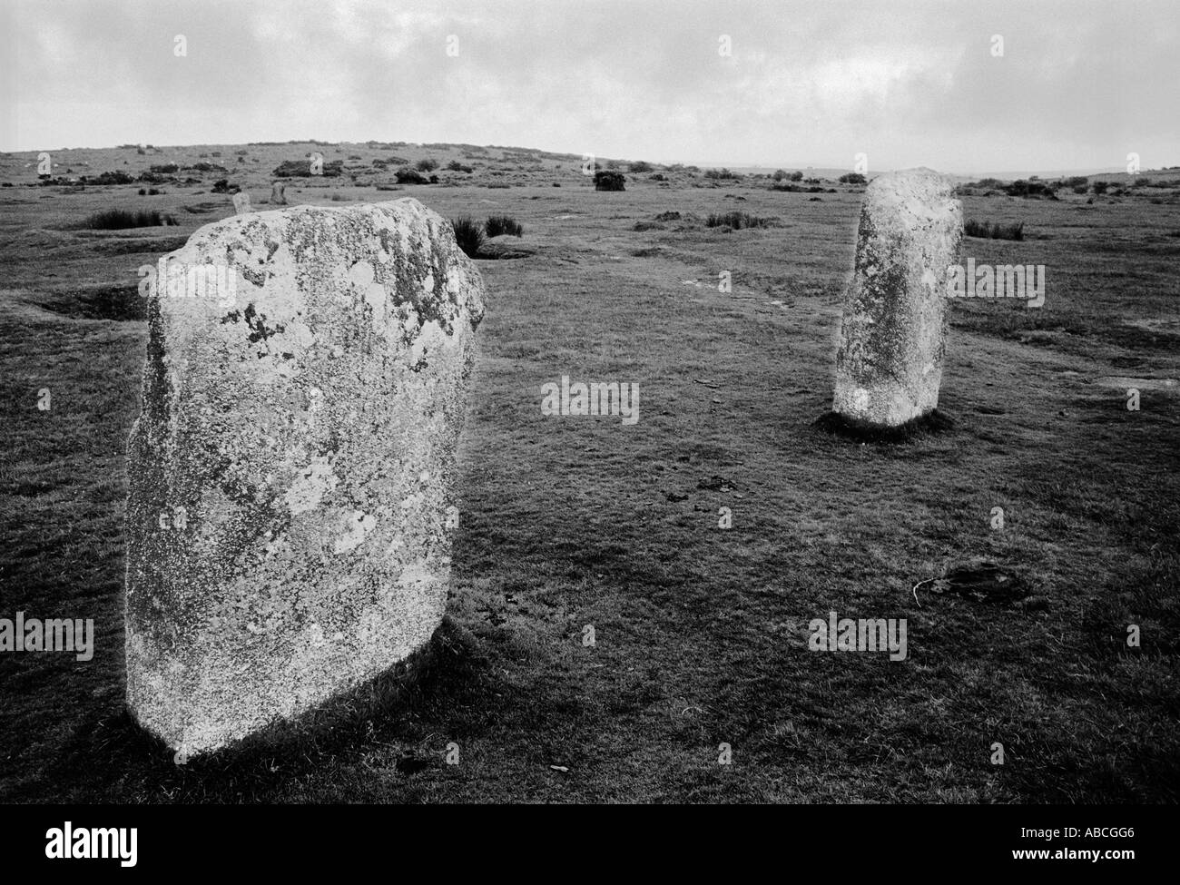 Hurler s Stone Circle sur la lande de Bodmin Cornwall UK Banque D'Images