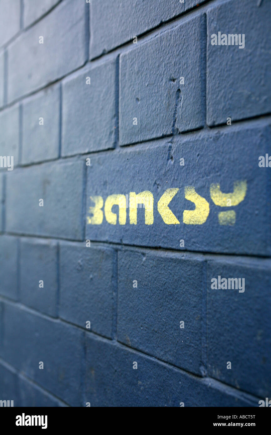 BANKSY stencil, Shoreditch, London Banque D'Images