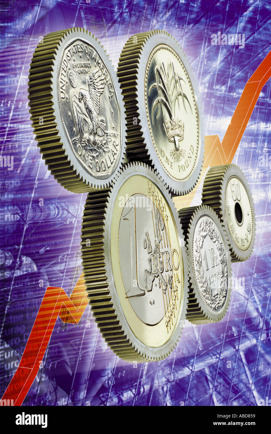 Monnaies diverses fonctionnant avec l'euro Banque D'Images