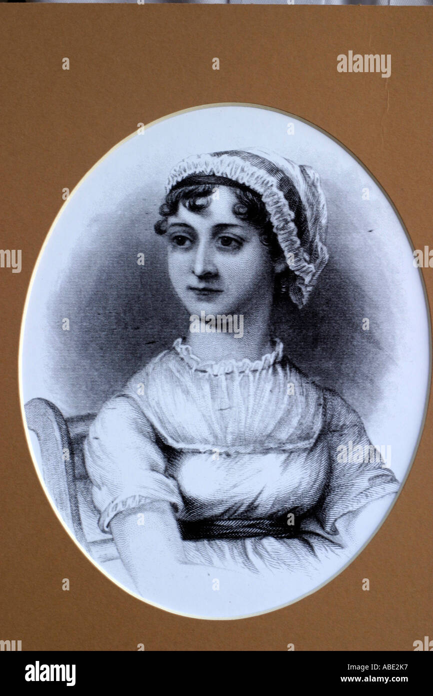 Illustration de l'auteur Jane Austen Jane Austin Chawton House Museum près de Alton Hampshire UK Banque D'Images