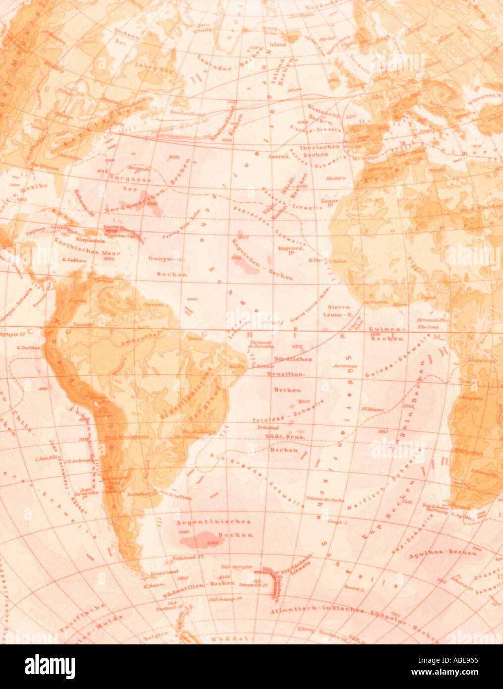 La carte de l'Amérique du Sud et en Afrique Banque D'Images