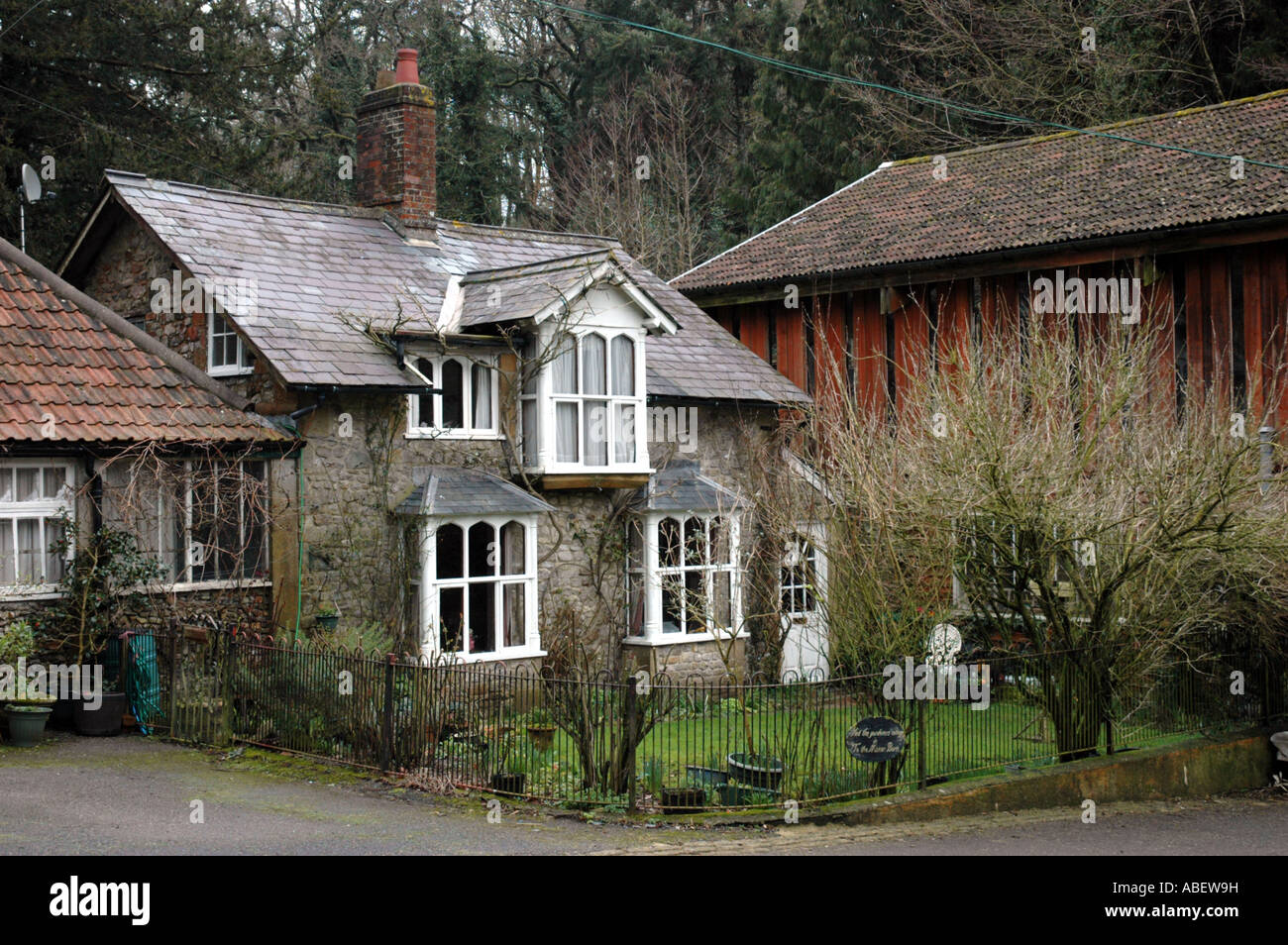 Ned's Cottage à St Thomas de cricket qui en vedette dans la série né dans un château, Somerset, Angleterre, Royaume-Uni Banque D'Images